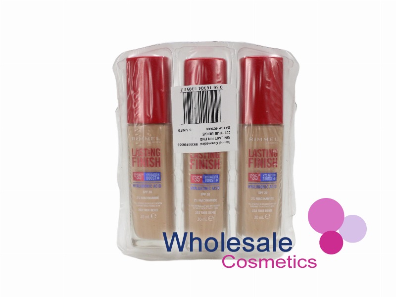6 x Rimmel Lasting Finish 35Hr Foundation With Hydration Boost - 203 TRUE BEIGE